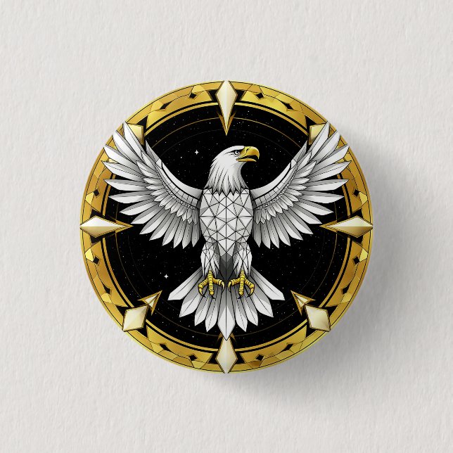 Abstract Eagle Spreading Wings 3 Cm Round Badge (Front)