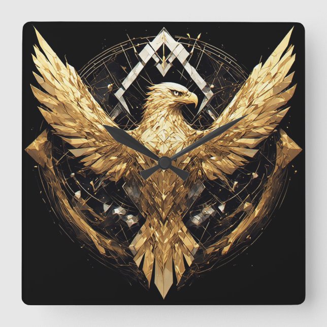 Abstract Eagle Spreading Wings Square Wall Clock (Front)