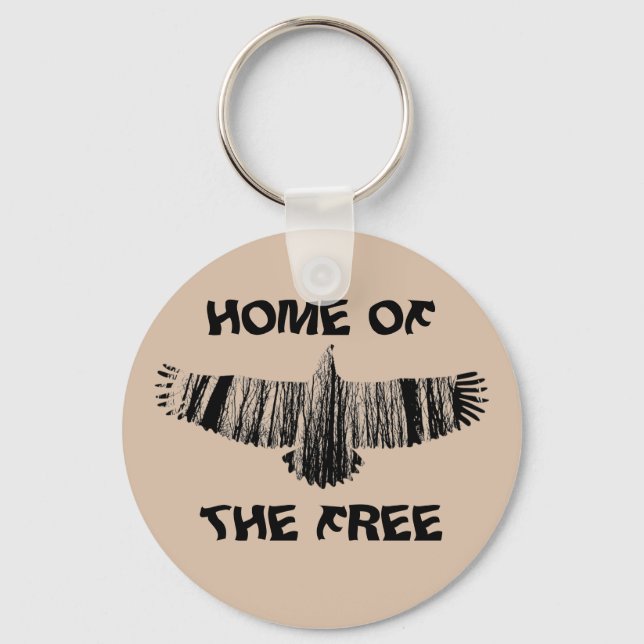 Abstract Eagle Tree Silhouettes Home Of The Free   Key Ring (Front)
