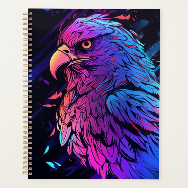 Abstract eagle with bright colours planner (Front)