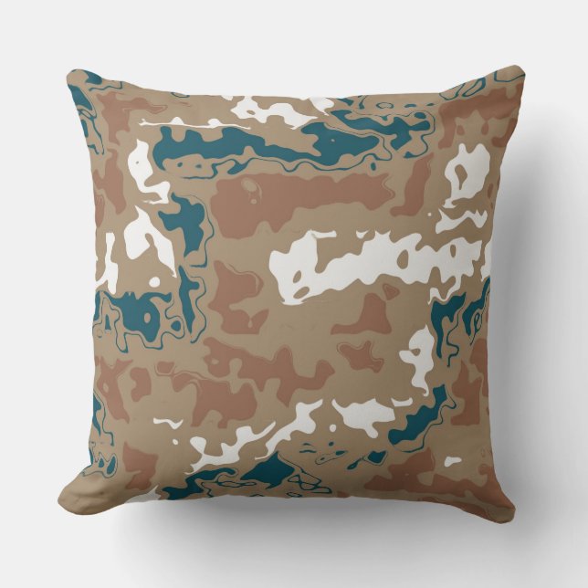 Abstract Earth Camouflage Brown Cushion (Front)
