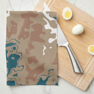 Abstract Earth Camouflage Brown Tea Towel