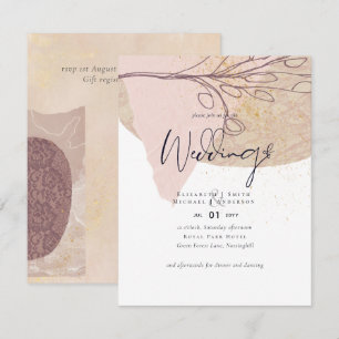 Abstract Earth Gold Wedding Invite Low Cost Budget