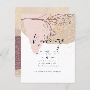 Abstract Earth Gold Wedding Invite Low Cost Budget