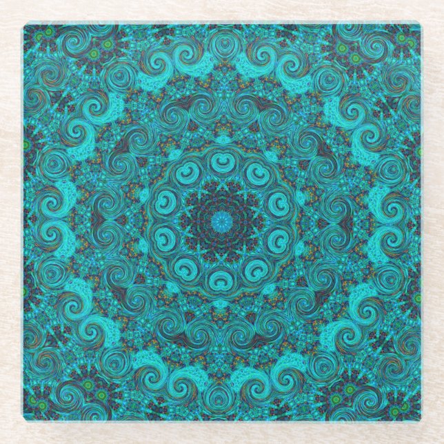 abstract earth sticker glass coaster (Front)