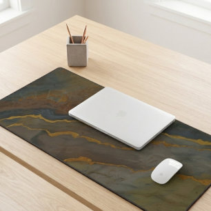 Abstract Earth Tone Geode Marble Desk Mat