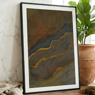 Abstract Earth Tone Geode Marble Poster