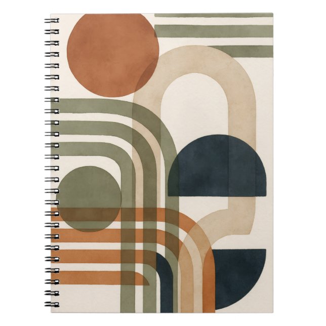 Abstract Earth Tone Geometric Shapes Notebook (Front)
