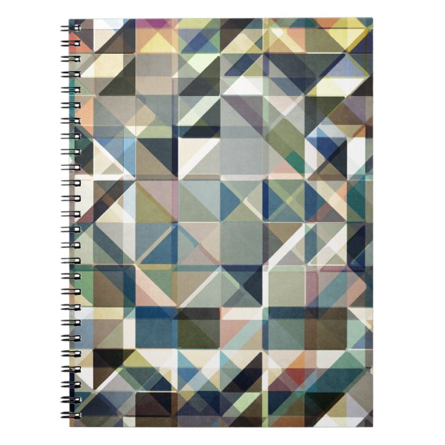 Abstract Earth Tone Grid Spiral Notebook (Front)