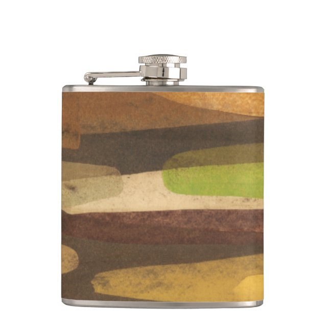 Abstract Earth Tone Landscape Hip Flask (Front)