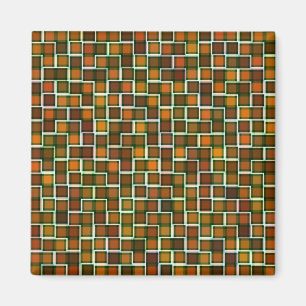 Abstract Earth Tone Mosaic Squares Pattern Magnet