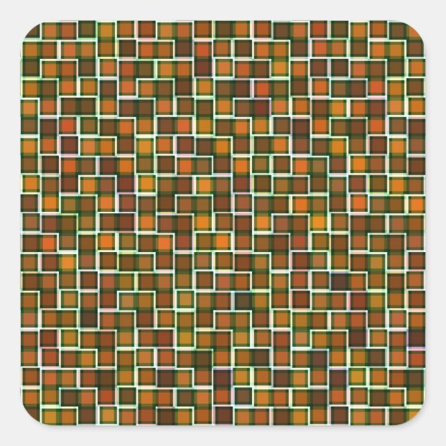 Abstract Earth Tone Squares Pattern Square Sticker (Front)