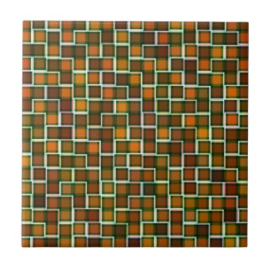 Abstract Earth Tone Squares Pattern Tile