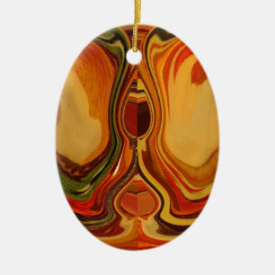 Abstract Earth Tone Swirl Art Print Ceramic Tree Decoration