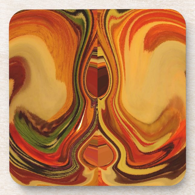 Abstract Earth Tone Swirl Art Print Coaster (Front)