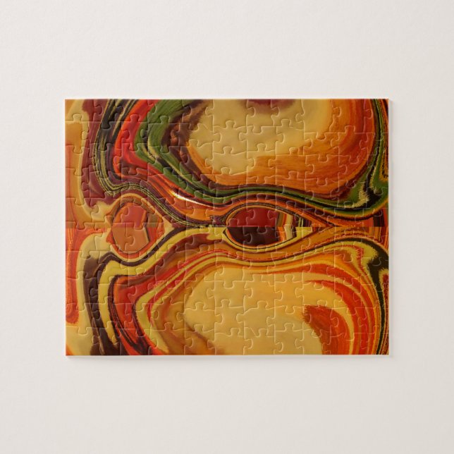 Abstract Earth Tone Swirl Art Print Jigsaw Puzzle (Horizontal)