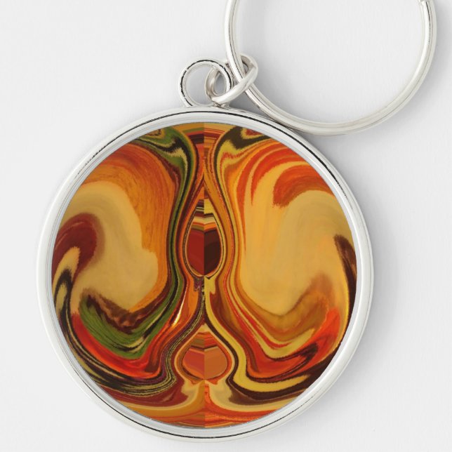 Abstract Earth Tone Swirl Art Print Key Ring (Front)