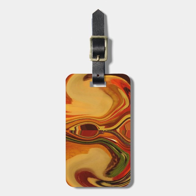 Abstract Earth Tone Swirl Art Print Luggage Tag (Front Vertical)