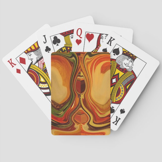 Abstract Earth Tone Swirl Art Print Playing Cards (Back)