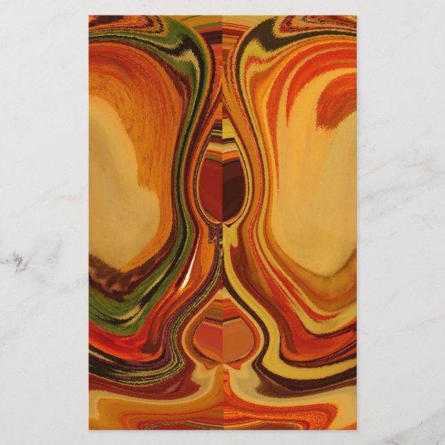 Abstract Earth Tone Swirl Art Print Stationery (Front)