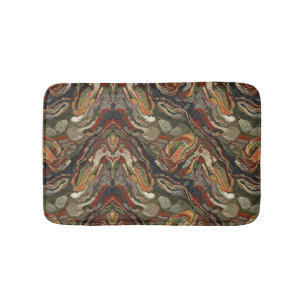 Abstract Earth Tone Swirl Pattern Bath Mat