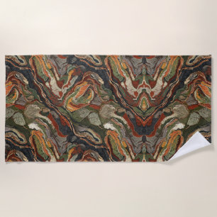 Abstract Earth Tone Swirl Pattern Beach Towel