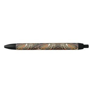 Abstract Earth Tone Swirl Pattern Black Ink Pen
