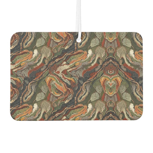 Abstract Earth Tone Swirl Pattern Car Air Freshener (Front)