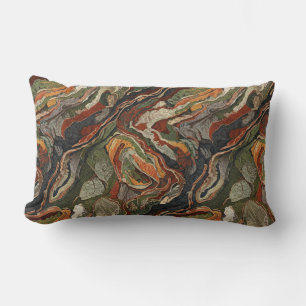 Abstract Earth Tone Swirl Pattern Lumbar Cushion