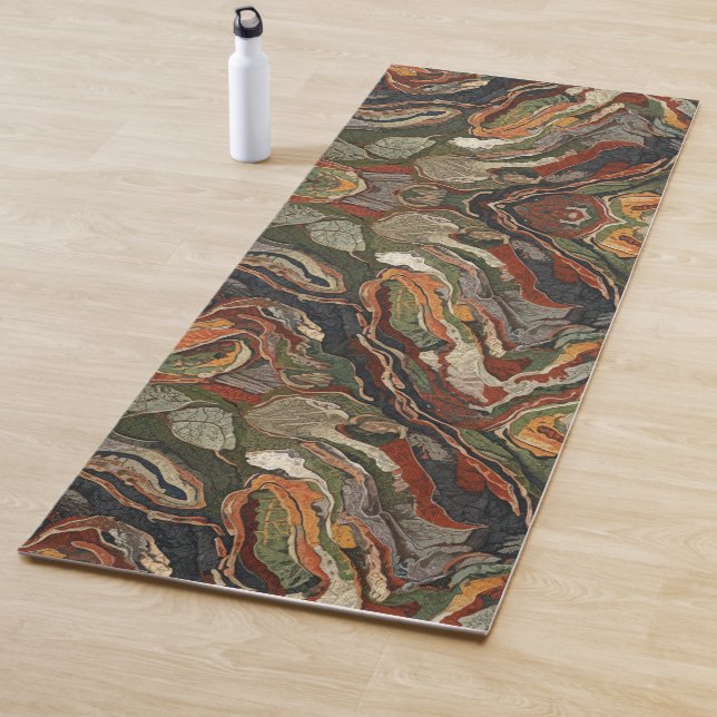 Abstract Earth Tone Swirl Pattern Yoga Mat (In Situ)