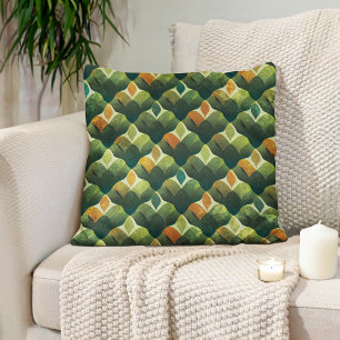 Abstract Earth Tones Green Brown  Cushion