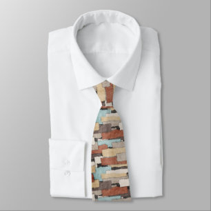 Abstract Earth Tones Patchwork Tie