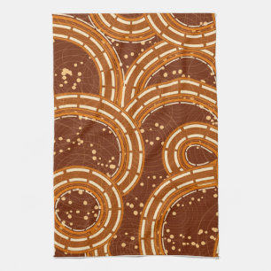 Abstract Earthtoned Swirls Tea Towel