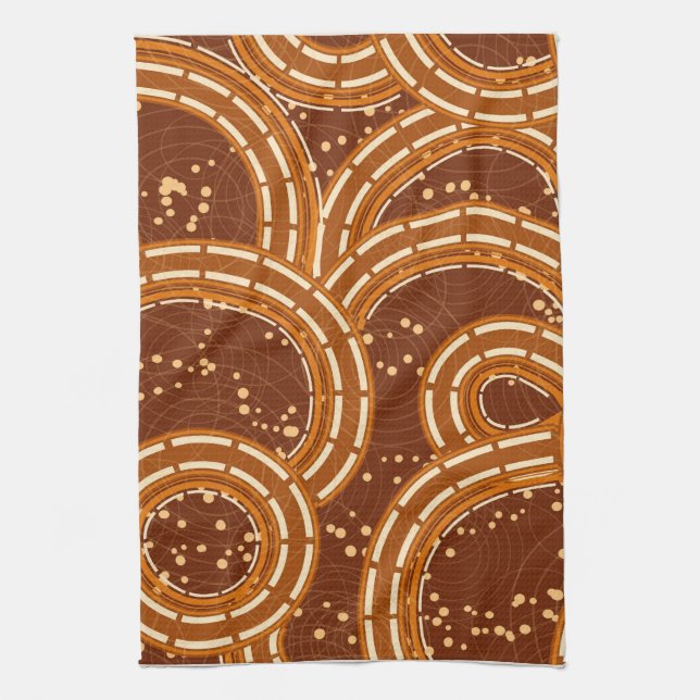Abstract Earthtoned Swirls Tea Towel (Vertical)