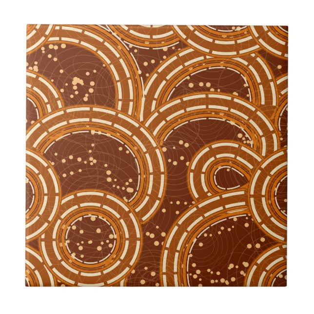 Abstract Earthtoned Swirls Tile (Front)