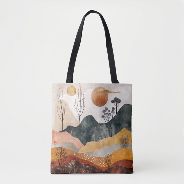 Abstract Earthy Landscape Tote Bag (Front)