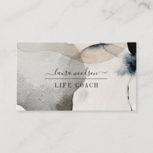 Abstract Earthy Watercolor Shapes Life Coach Business Card