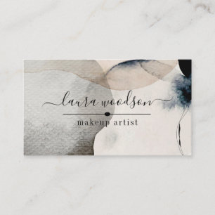 Abstract Earthy Watercolor Shapes Makeup Artist Business Card