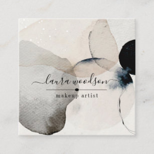 Abstract Earthy Watercolor Shapes Makeup Artist Square Business Card