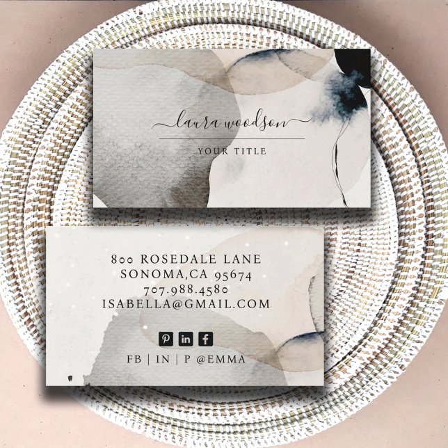 Abstract Earthy Watercolor Shapes  Professional Business Card (Creator Uploaded)