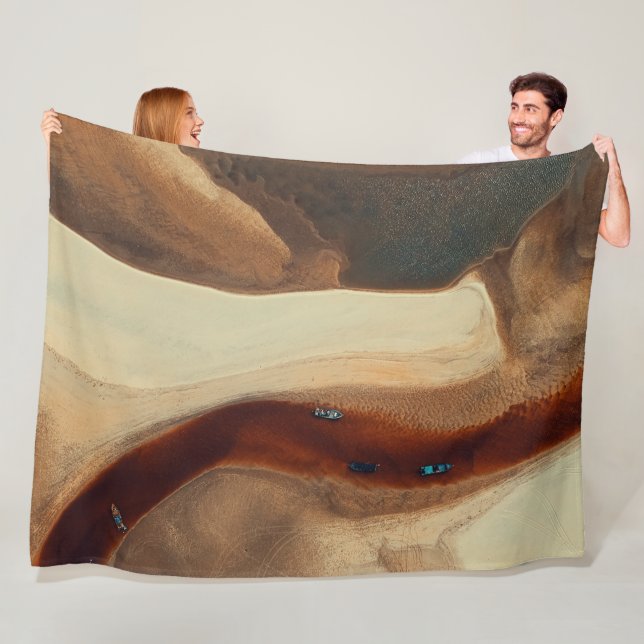 Abstract Earthy Waves Fleece Blanket (In Situ)