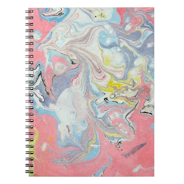 Abstract Ebru Water Marbling Pastel Heart Shaped Notebook (Front)