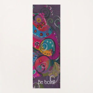 Abstract eggplant and colour swirl painting on yoga mat
