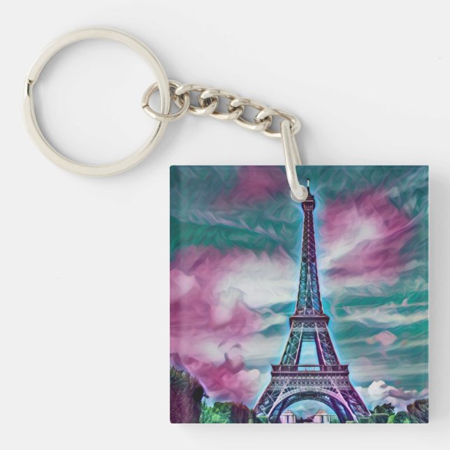 Abstract Eiffel Tower  Key Ring (Front)