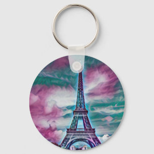 Abstract Eiffel Tower Keychain