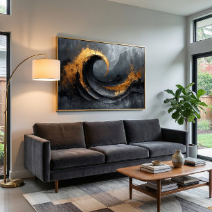 Abstract Elegance: Black, Gold, and Grey Art Poster
