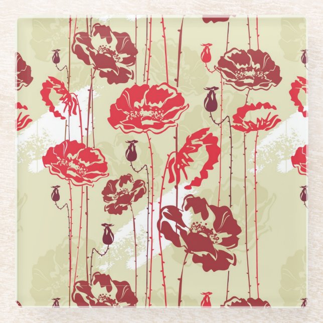 Abstract Elegance floral pattern 2 Glass Coaster (Front)