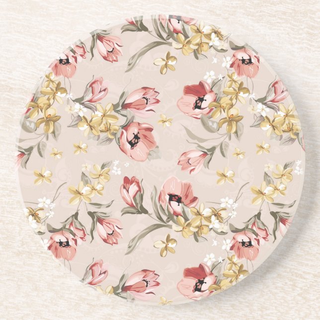Abstract Elegance floral pattern 3 Coaster (Front)
