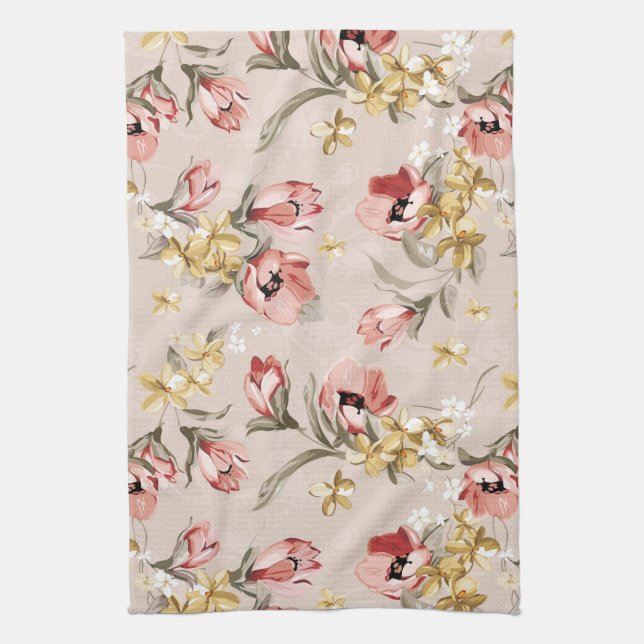 Abstract Elegance floral pattern 3 Tea Towel (Vertical)