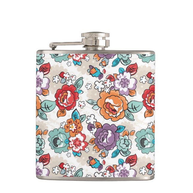 Abstract Elegance floral pattern 5 Hip Flask (Front)